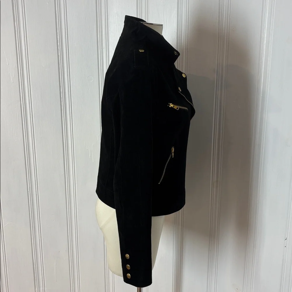 VERO MODA “Siri” Suede Moto Jacket – Black (Size L) - Picture 2 of 10